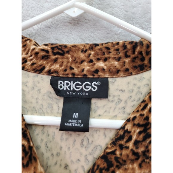 Briggs Blazer Jacket Womens Medium Brown Leopard Print Long Sleeve Button Front - Picture 7 of 9